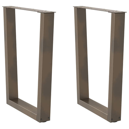 Gambe per tavolo da pranzo a forma di V 2 pz in acciaio naturale 70x(72-73,3) cm