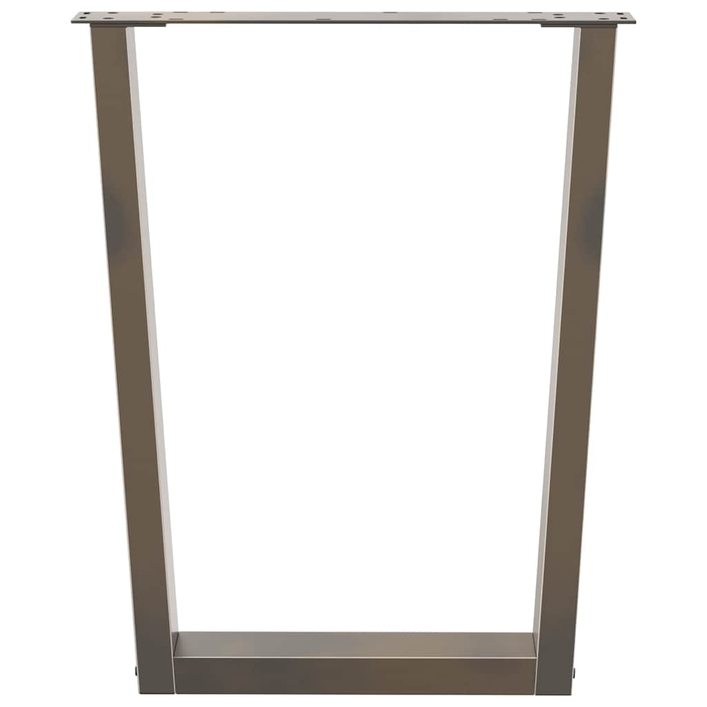 Gambe per tavolo da pranzo a forma di V 2 pz in acciaio naturale 70x(72-73,3) cm