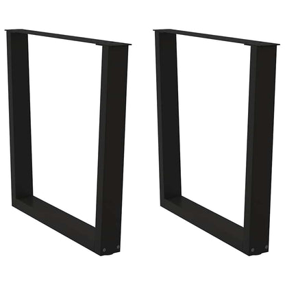 Gambe per tavolo da pranzo a forma di V 2 pz nere 80x(72-73,3) cm in acciaio