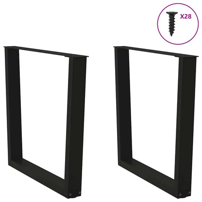 Gambe per tavolo da pranzo a forma di V 2 pz nere 80x(72-73,3) cm in acciaio