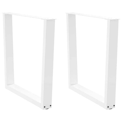 Gambe per tavolo da pranzo a forma di V 2 pz bianche 80x(72-73,3) cm in acciaio