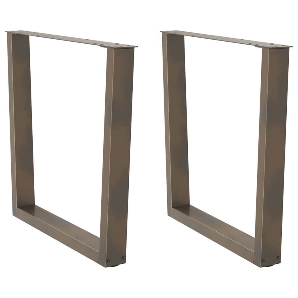 Gambe per tavolo da pranzo a forma di V 2 pz in acciaio naturale 80x(72-73,3) cm
