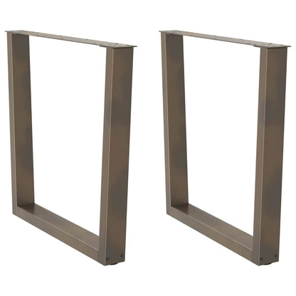 Gambe per tavolo da pranzo a forma di V 2 pz in acciaio naturale 80x(72-73,3) cm