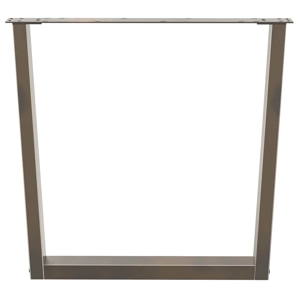 Gambe per tavolo da pranzo a forma di V 2 pz in acciaio naturale 80x(72-73,3) cm