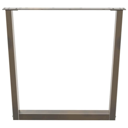 Gambe per tavolo da pranzo a forma di V 2 pz in acciaio naturale 80x(72-73,3) cm