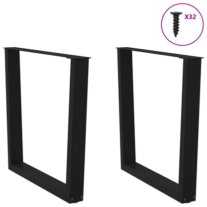 Gambe per tavolo da pranzo a forma di V 2 pz nere 90x(72-73,3) cm in acciaio
