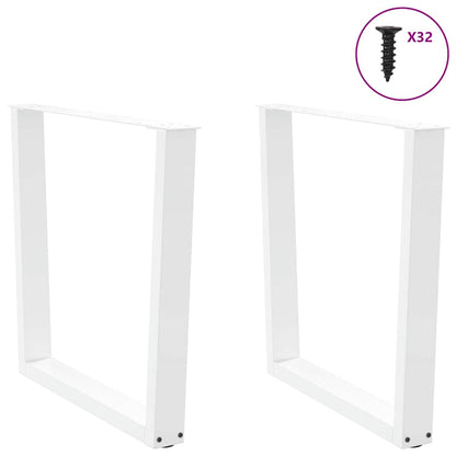 Gambe per tavolo da pranzo a forma di V 2 pz bianche 90x(72-73,3) cm in acciaio