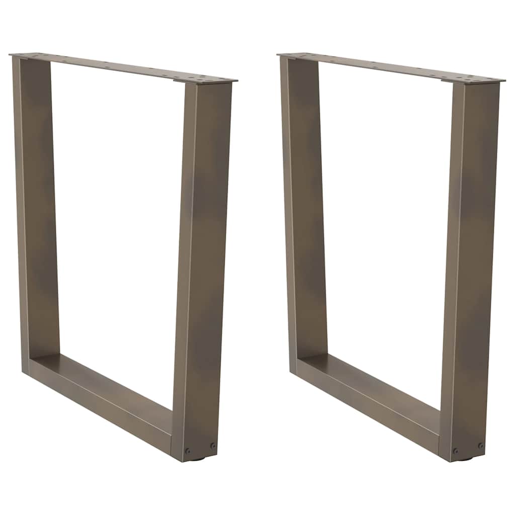 Gambe per tavolo da pranzo a forma di V 2 pz in acciaio naturale 90x(72-73,3) cm