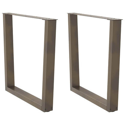 Gambe per tavolo da pranzo a forma di V 2 pz in acciaio naturale 90x(72-73,3) cm