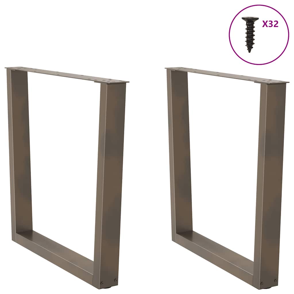 Gambe per tavolo da pranzo a forma di V 2 pz in acciaio naturale 90x(72-73,3) cm