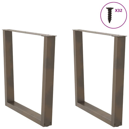 Gambe per tavolo da pranzo a forma di V 2 pz in acciaio naturale 90x(72-73,3) cm