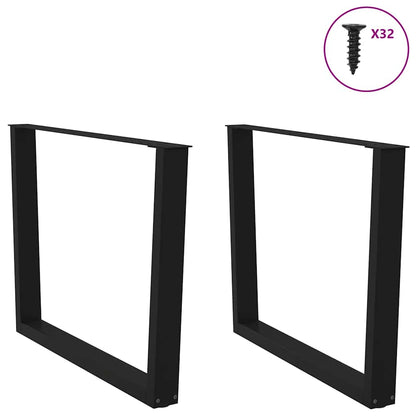 Gambe per tavolo da pranzo a forma di V 2 pz nere 100x(72-73,3) cm in acciaio