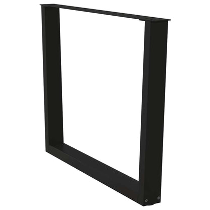 Gambe per tavolo da pranzo a forma di V 2 pz nere 100x(72-73,3) cm in acciaio
