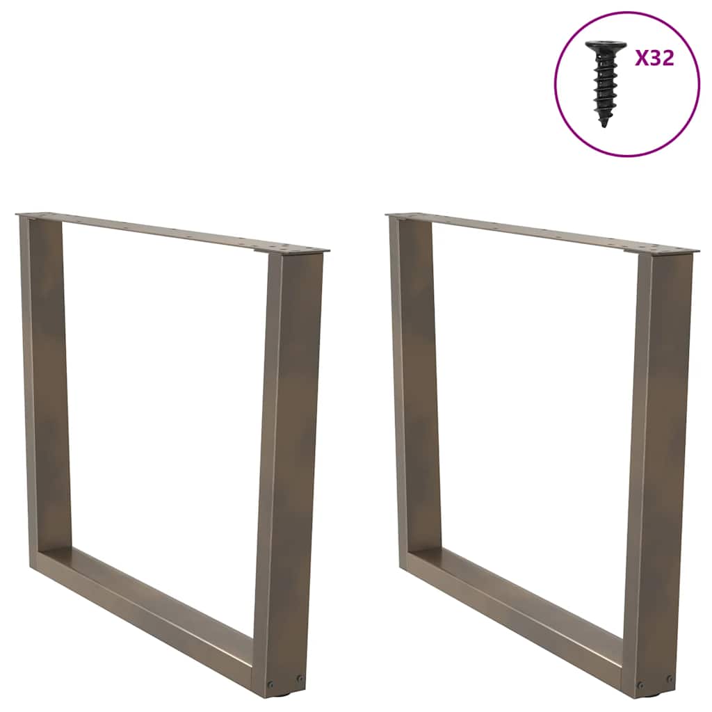 Gambe per tavolo da pranzo a forma di V 2 pz in acciaio naturale 100x(72-73,3) cm