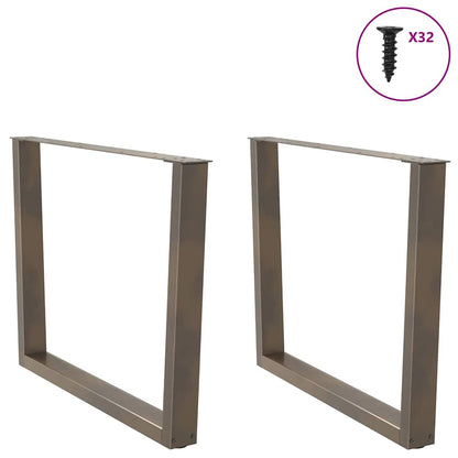 Gambe per tavolo da pranzo a forma di V 2 pz in acciaio naturale 100x(72-73,3) cm