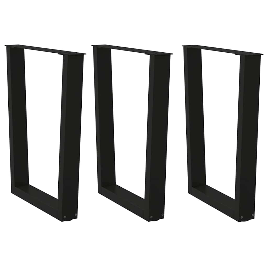 Gambe per tavolo da pranzo a forma di V 3 pz nere 70x(72-73,3) cm in acciaio