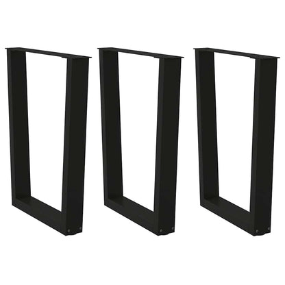 Gambe per tavolo da pranzo a forma di V 3 pz nere 70x(72-73,3) cm in acciaio