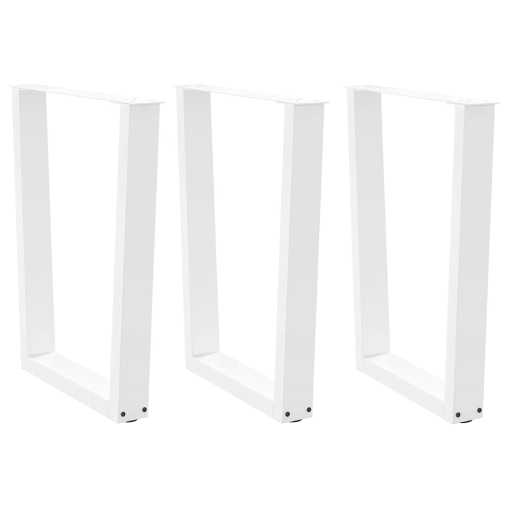 Gambe per tavolo da pranzo a forma di V 3 pz bianche 70x(72-73,3) cm in acciaio