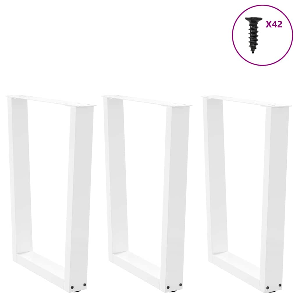 Gambe per tavolo da pranzo a forma di V 3 pz bianche 70x(72-73,3) cm in acciaio