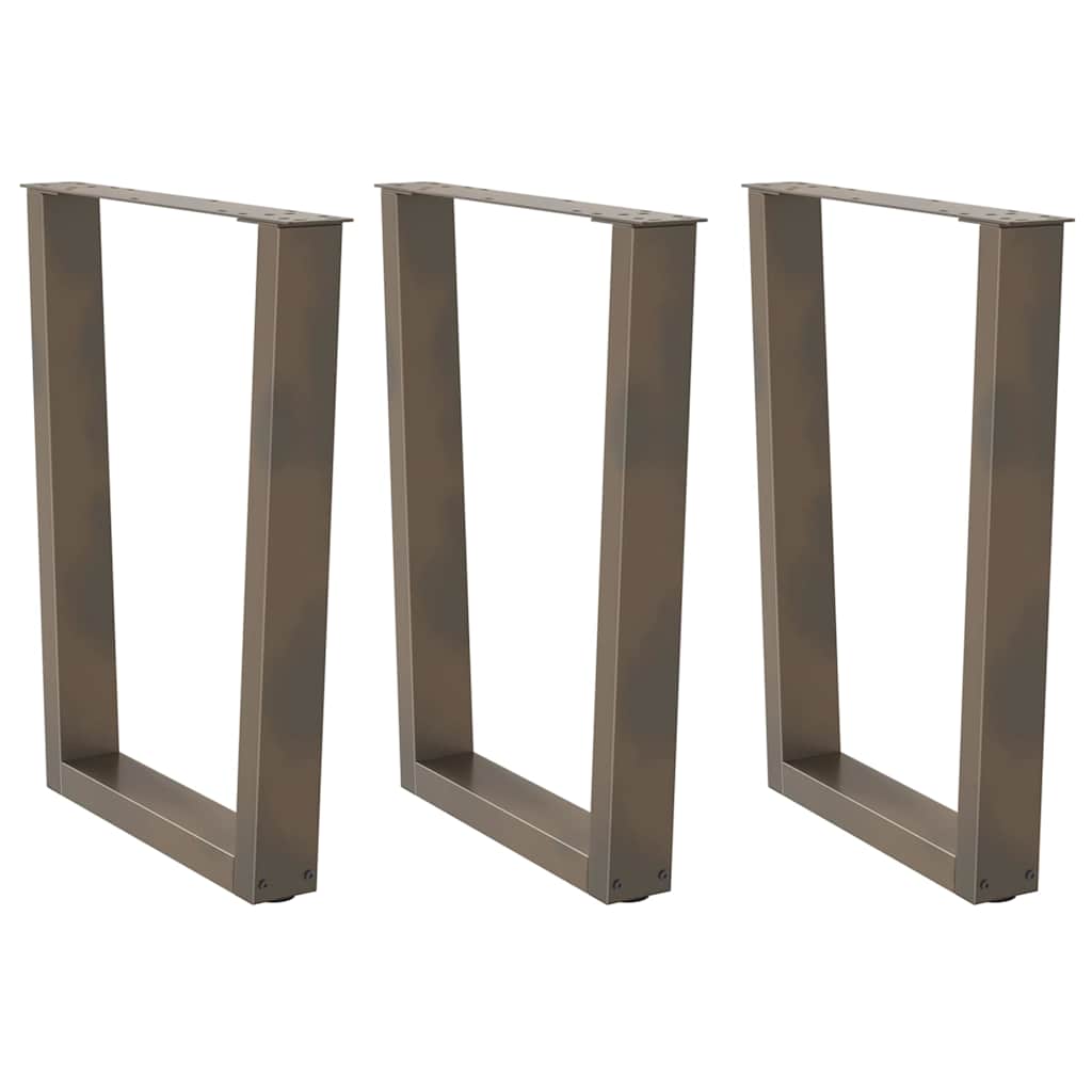 Gambe per tavolo da pranzo a forma di V 3 pz in acciaio naturale 70x(72-73,3) cm
