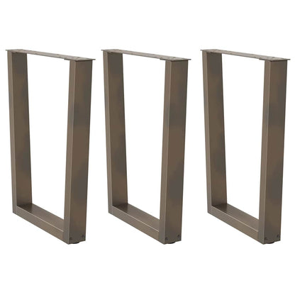 Gambe per tavolo da pranzo a forma di V 3 pz in acciaio naturale 70x(72-73,3) cm