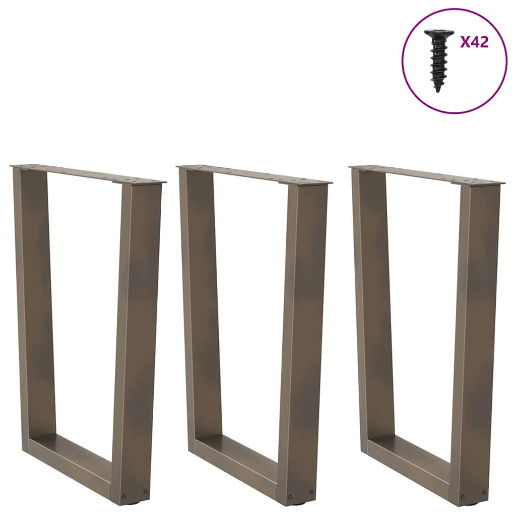 Gambe per tavolo da pranzo a forma di V 3 pz in acciaio naturale 70x(72-73,3) cm