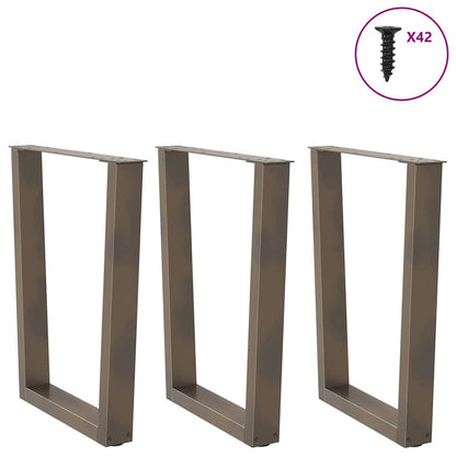 Gambe per tavolo da pranzo a forma di V 3 pz in acciaio naturale 70x(72-73,3) cm