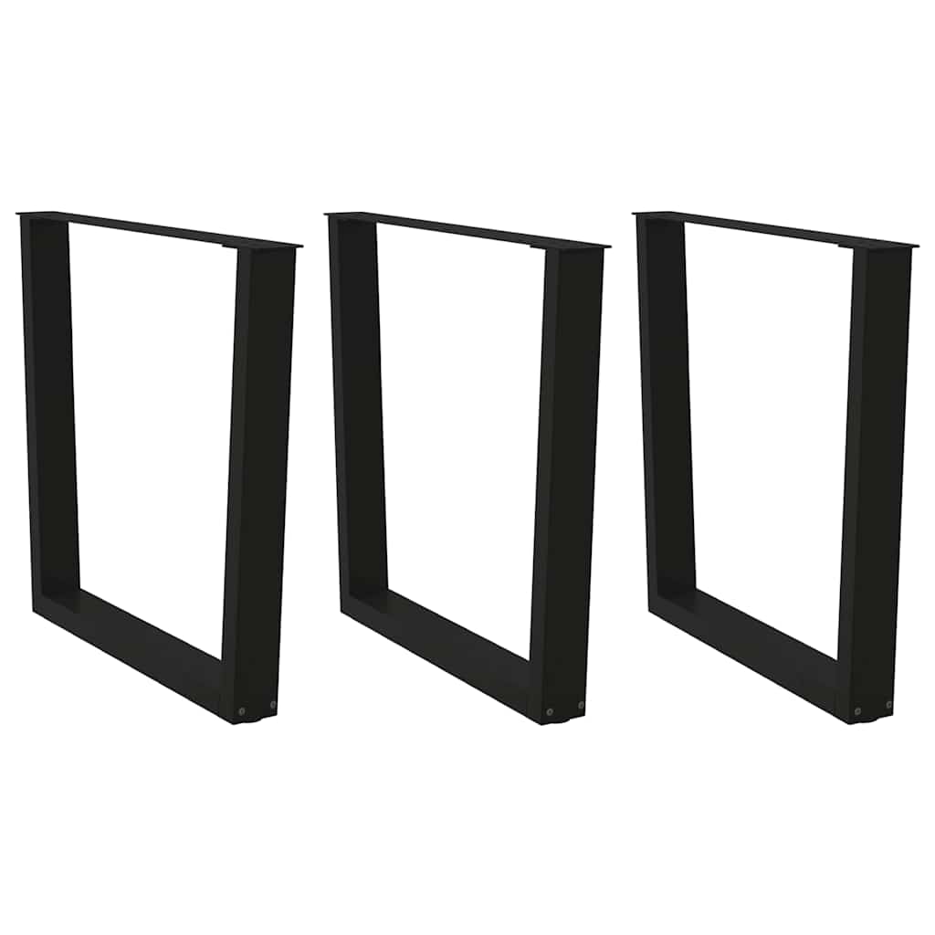 Gambe per tavolo da pranzo a forma di V 3 pz nere 80x(72-73,3) cm in acciaio