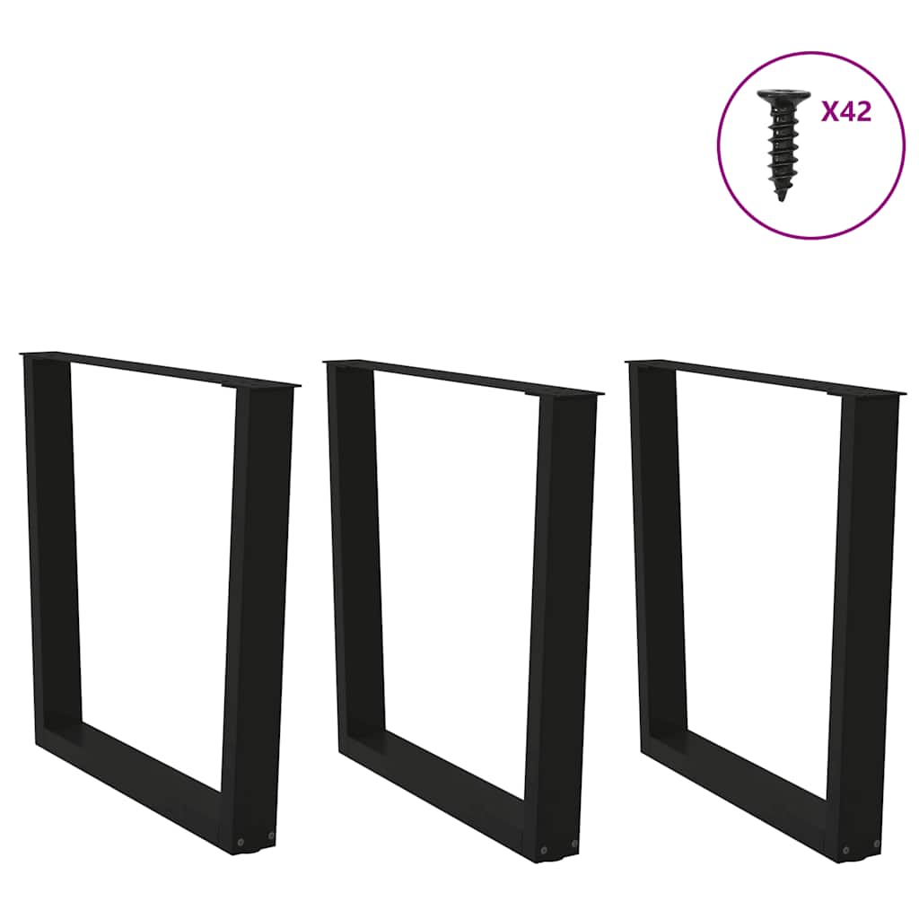 Gambe per tavolo da pranzo a forma di V 3 pz nere 80x(72-73,3) cm in acciaio