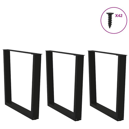 Gambe per tavolo da pranzo a forma di V 3 pz nere 80x(72-73,3) cm in acciaio