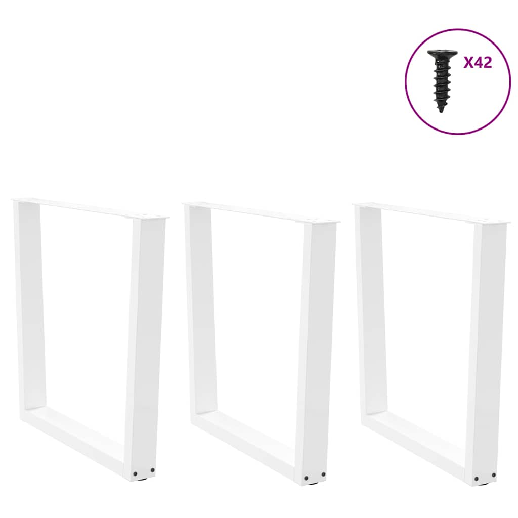 Gambe per tavolo da pranzo a forma di V 3 pz bianche 80x(72-73,3) cm in acciaio