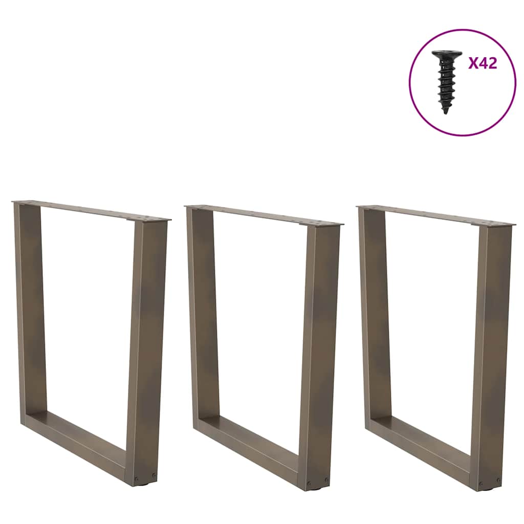 Gambe per tavolo da pranzo a forma di V 3 pz in acciaio naturale 80x(72-73,3) cm