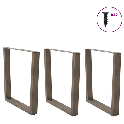 Gambe per tavolo da pranzo a forma di V 3 pz in acciaio naturale 80x(72-73,3) cm