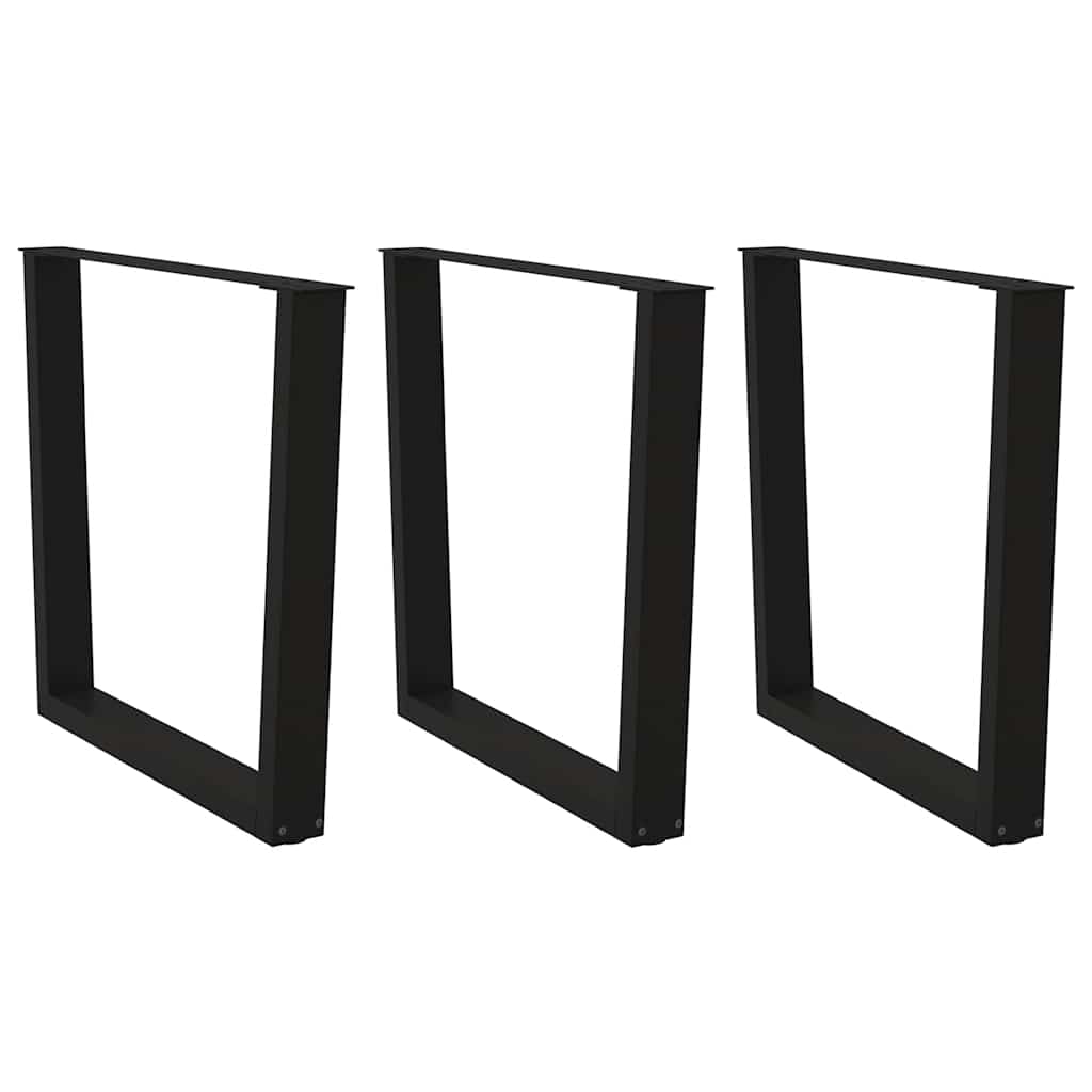 Gambe per tavolo da pranzo a forma di V 3 pz nere 90x(72-73,3) cm in acciaio