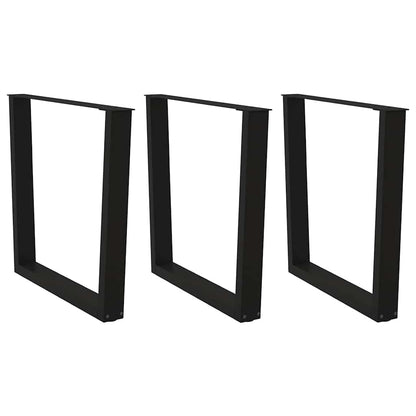 Gambe per tavolo da pranzo a forma di V 3 pz nere 90x(72-73,3) cm in acciaio