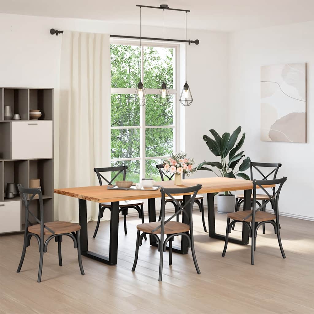 Gambe per tavolo da pranzo a forma di V 3 pz nere 90x(72-73,3) cm in acciaio