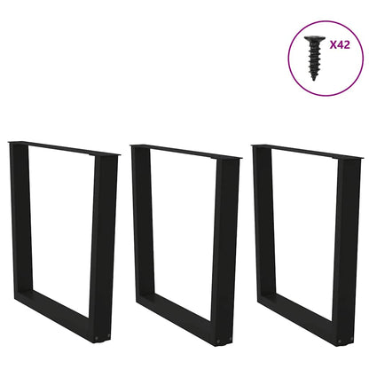 Gambe per tavolo da pranzo a forma di V 3 pz nere 90x(72-73,3) cm in acciaio