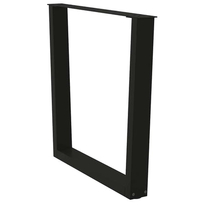 Gambe per tavolo da pranzo a forma di V 3 pz nere 90x(72-73,3) cm in acciaio