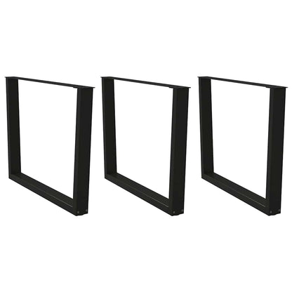 Gambe per tavolo da pranzo a forma di V 3 pz nere 100x(72-73,3) cm in acciaio