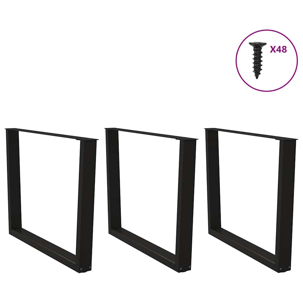 Gambe per tavolo da pranzo a forma di V 3 pz nere 100x(72-73,3) cm in acciaio
