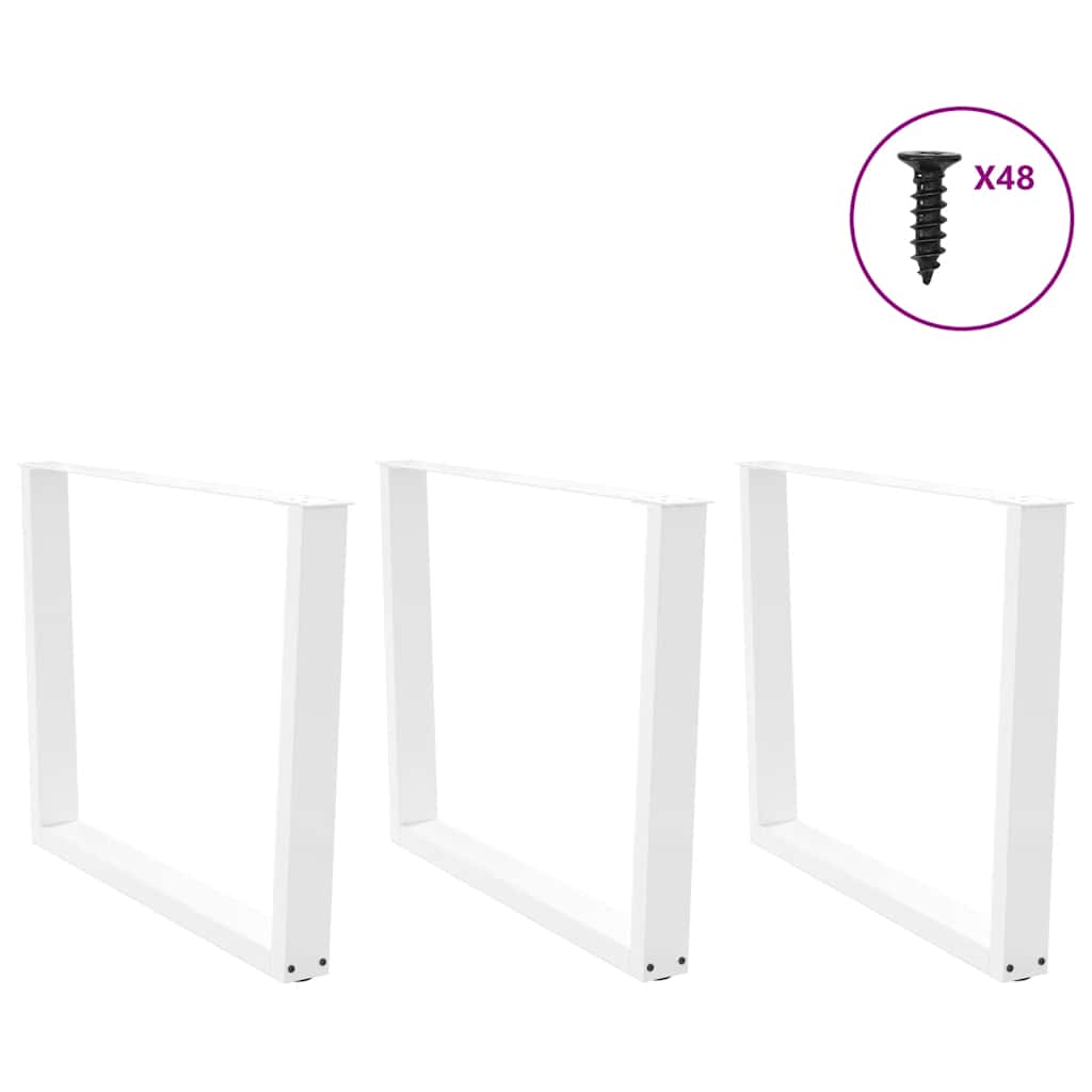 Gambe per tavolo da pranzo a forma di V 3 pz bianche 100x(72-73,3) cm in acciaio
