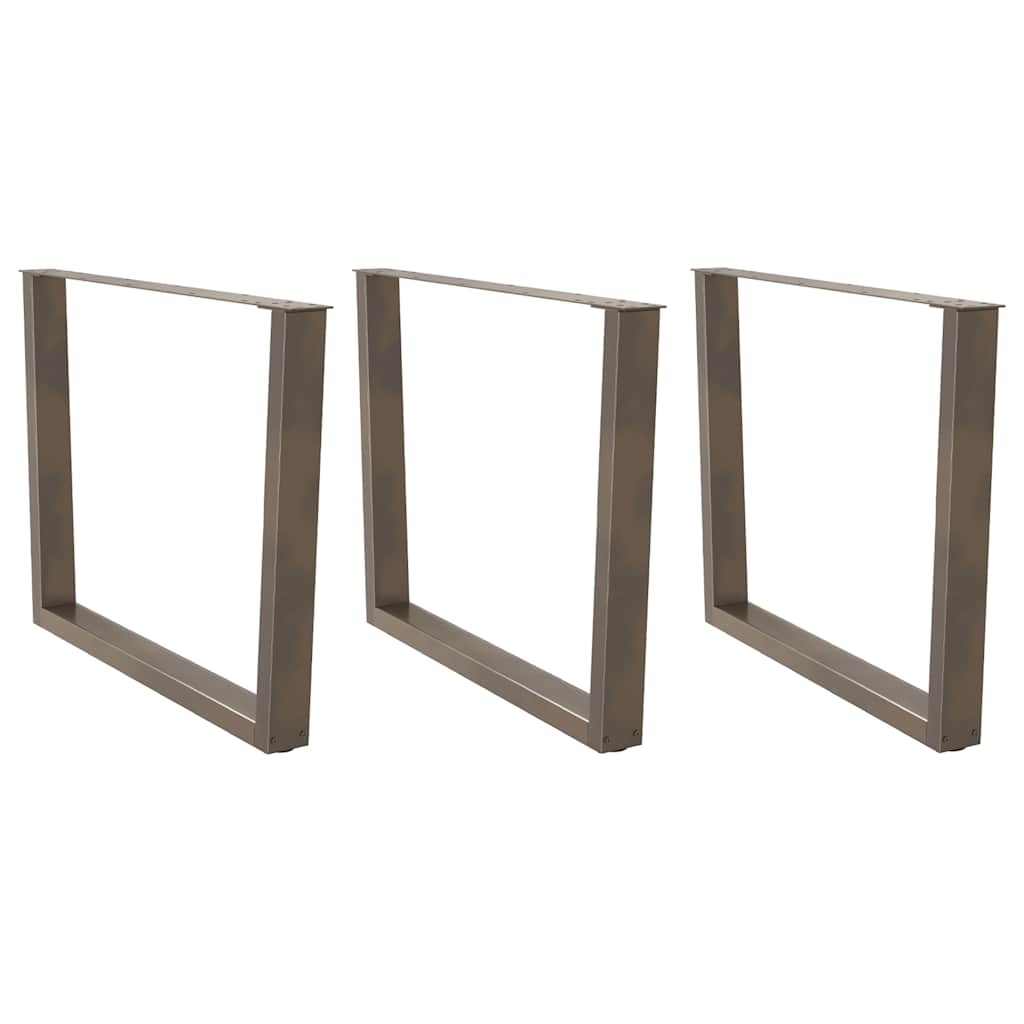 Gambe per tavolo da pranzo a forma di V 3 pz in acciaio naturale 100x(72-73,3) cm