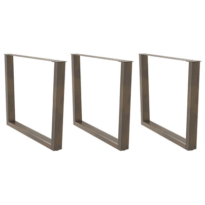 Gambe per tavolo da pranzo a forma di V 3 pz in acciaio naturale 100x(72-73,3) cm