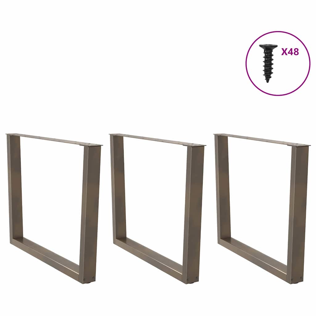Gambe per tavolo da pranzo a forma di V 3 pz in acciaio naturale 100x(72-73,3) cm