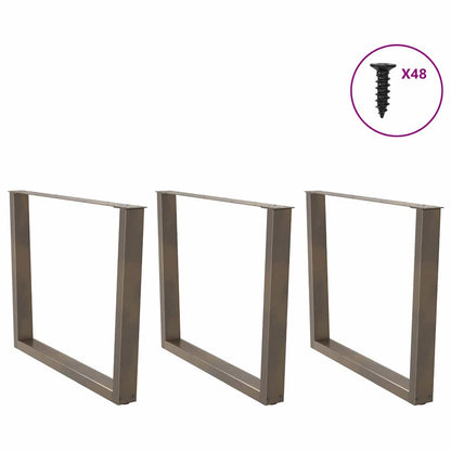 Gambe per tavolo da pranzo a forma di V 3 pz in acciaio naturale 100x(72-73,3) cm