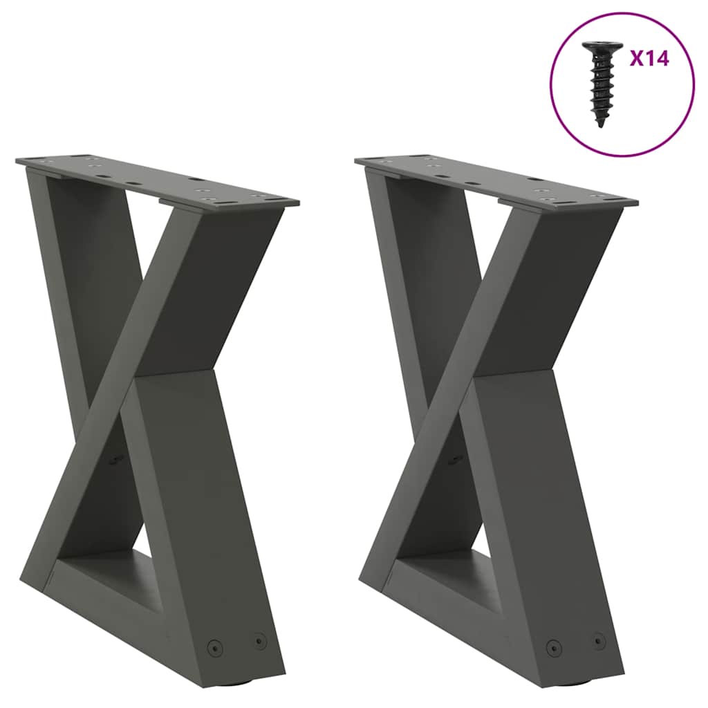 Gambe per tavolino 2 pz Antracite 40x(30-31,3) cm Acciaio