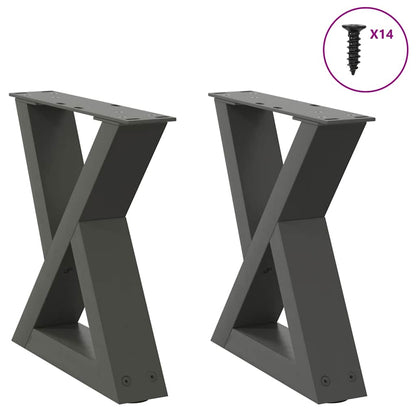 Gambe per tavolino 2 pz Antracite 40x(30-31,3) cm Acciaio