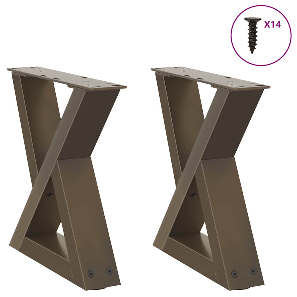 Gambe per Tavolino da CaffÃ¨ 2 pz in Acciaio Naturale 40x(30-31,3) cm Acciaio