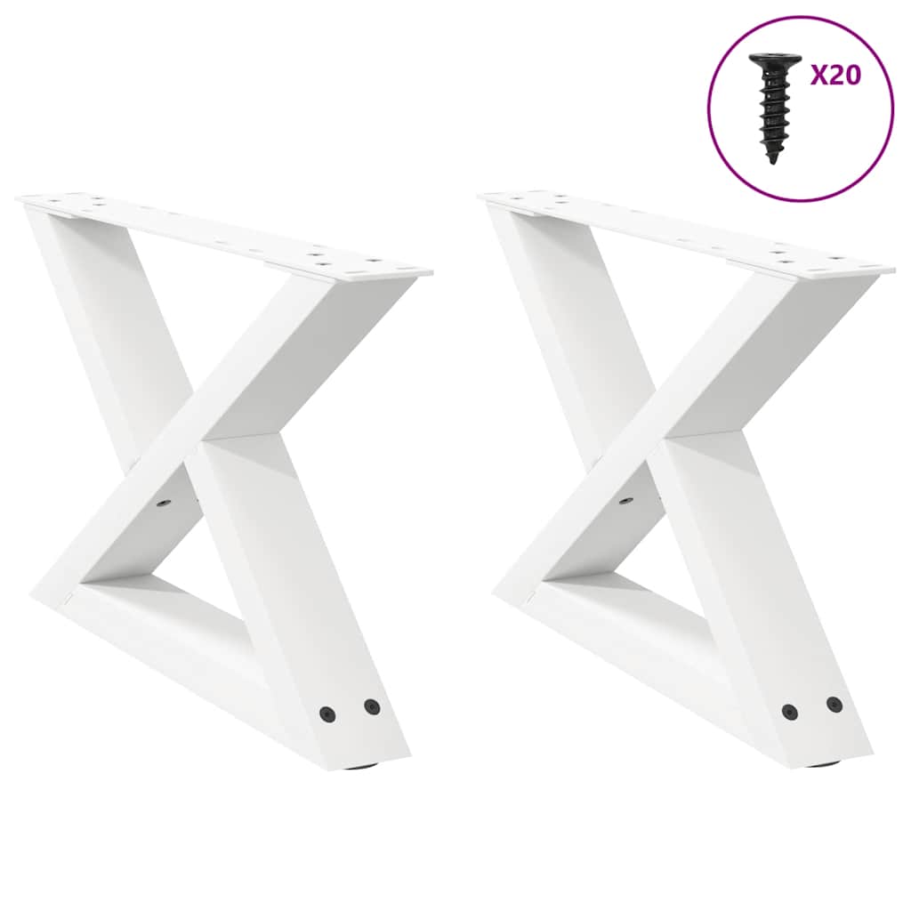 Gambe per tavolino 2 pz Bianche 50x(30-31,3) cm Acciaio
