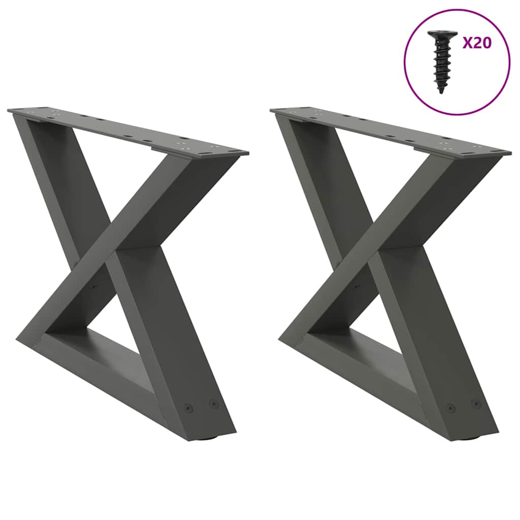Gambe per tavolino 2 pz Antracite 50x(30-31,3) cm Acciaio
